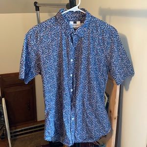 Topman button down shirt/ large/ 97% cotton/ blue with patterns